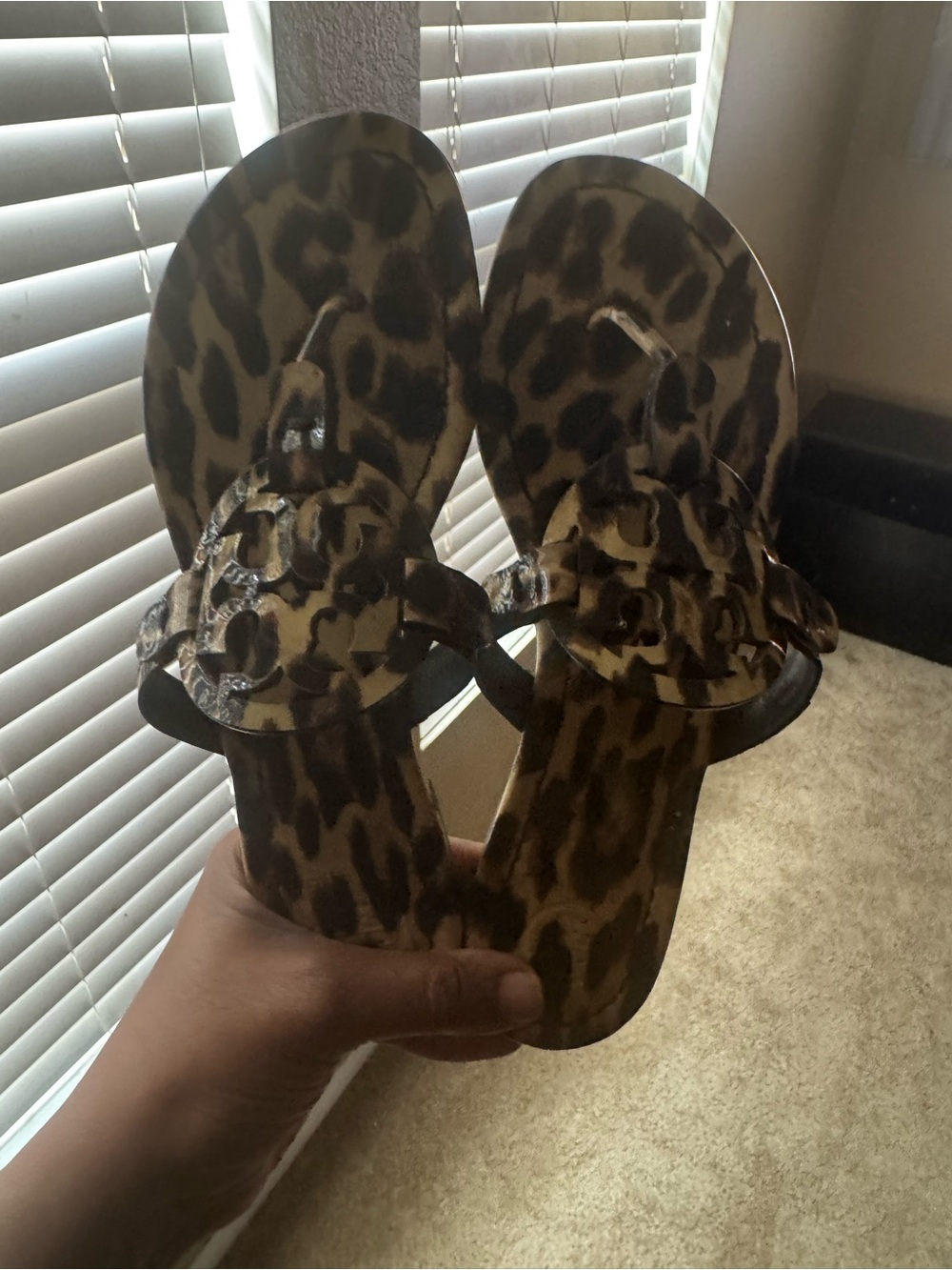 Tory Burch Leopard Print Thong Sandals - Brown